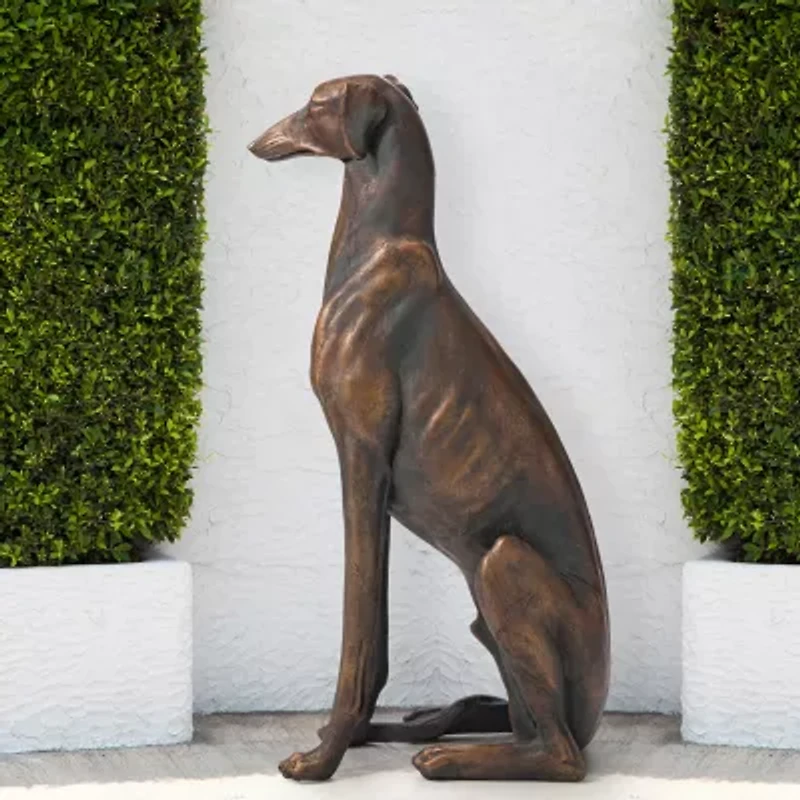 Glitzhome 30.25" Mgo Sitting Greyhound Dog Figurine