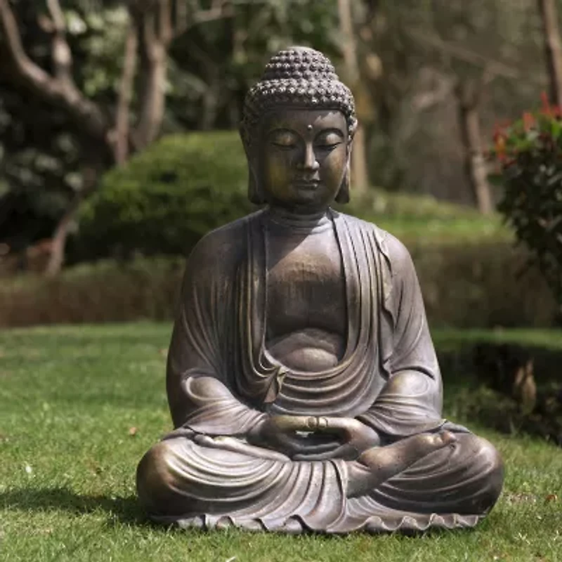 Glitzhome 22.75" Mgo Meditating Buddha Figurine