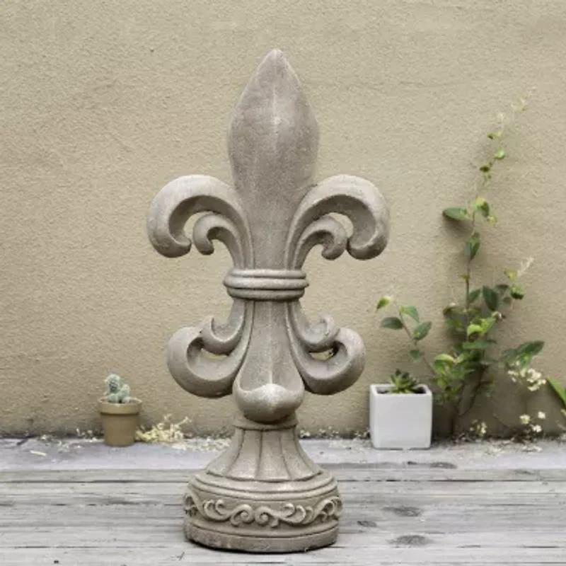 Glitzhome 27.25"H Mgo Fleur De Lis Garden Figurine