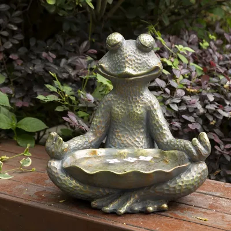 Glitzhome "14.25""H Bronze Mgo Yoga Frog" Figurine