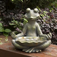 Glitzhome "14.25""H Bronze Mgo Yoga Frog" Figurine
