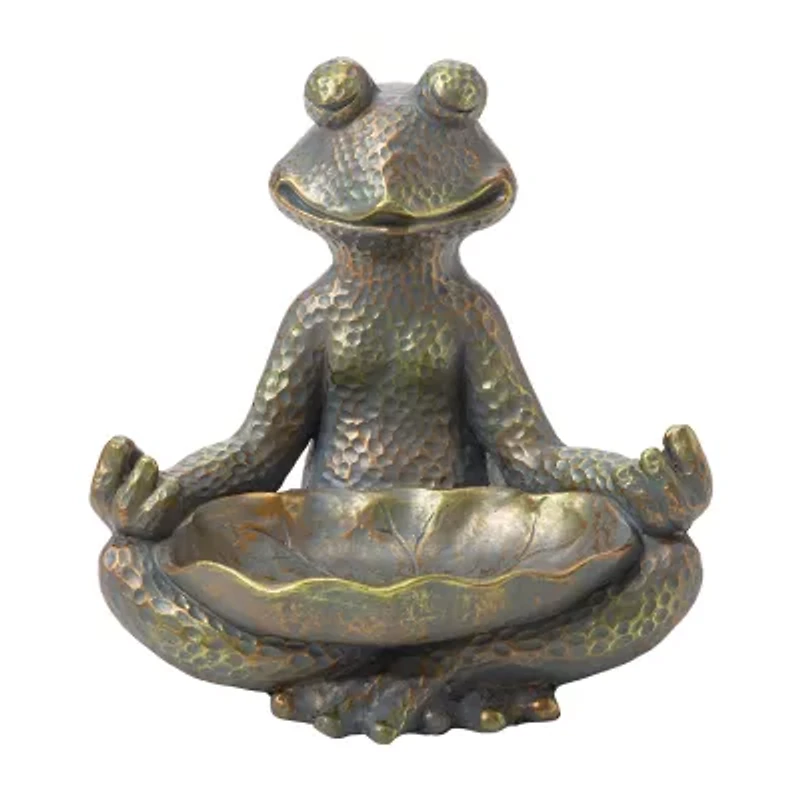 Glitzhome "14.25""H Bronze Mgo Yoga Frog" Figurine