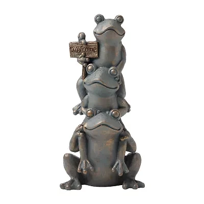 Glitzhome 28.25" Bronze Mgo Stacked Frog Figurine