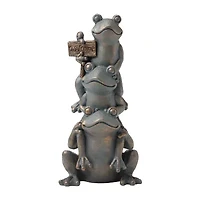 Glitzhome 28.25" Bronze Mgo Stacked Frog Figurine