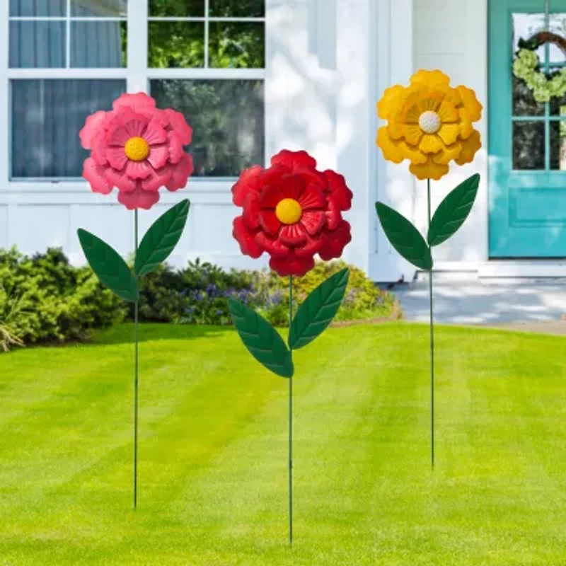 Glitzhome 39.5" Metal Flowers Yard Art