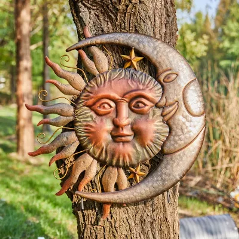 Glitzhome Metal Sun And Moon Yard Art