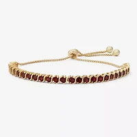 Womens Genuine Red Garnet 14K Gold Over Silver Bolo Bracelet