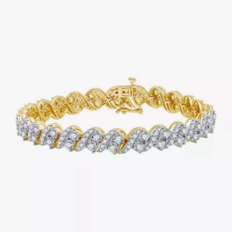 (H-I / I1) Womens 5 CT. T.W. Lab Grown White Diamond 10K Gold 7.5 Inch Tennis Bracelet