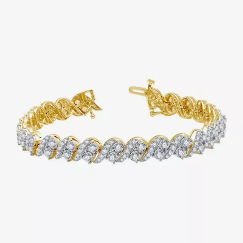 (H-I / I1) Womens 5 CT. T.W. Lab Grown White Diamond 10K Gold 7.5 Inch Tennis Bracelet