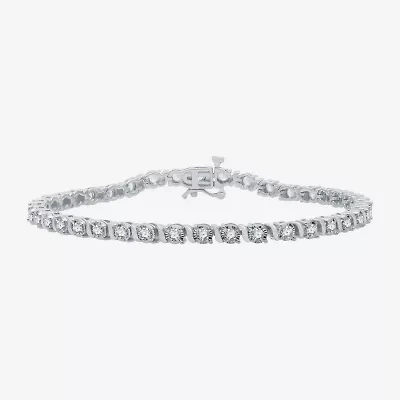 Womens 2 CT. T.W. Natural White Diamond 10K White Gold 7.5 Inch Tennis Bracelet
