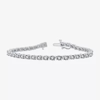Womens 2 CT. T.W. Natural White Diamond 10K White Gold 7.5 Inch Tennis Bracelet