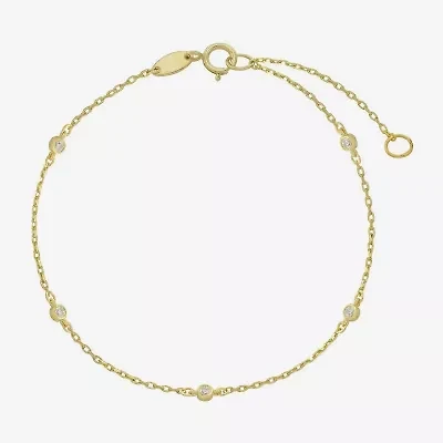 Womens 10K Gold 10 Inch Solid Cable Ankle Bracelet