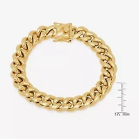 Mens 18K Gold Over Stainless Steel Semisolid Curb Hypoallergenic Chain Bracelet