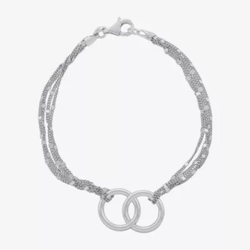 Womens Sterling Silver 7.5 Inch Semisolid Curb Chain Bracelet