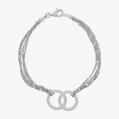Womens Sterling Silver 7.5 Inch Semisolid Curb Chain Bracelet