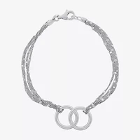 Womens Sterling Silver 7.5 Inch Semisolid Curb Chain Bracelet