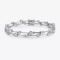 Sterling Silver Cubic Zirconia Round Link Bracelet