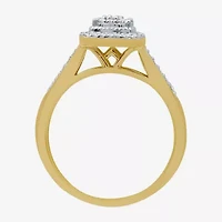 I Said Yes (H-I / I1) Womens 1/4 CT. T.W. Lab Grown White Diamond 14K Gold Over Silver Sterling Side Stone Halo Engagement Ring