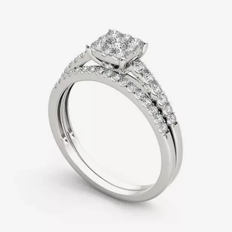 1/2 CT.T.W. Natural Diamond 10K White Gold Engagement Ring