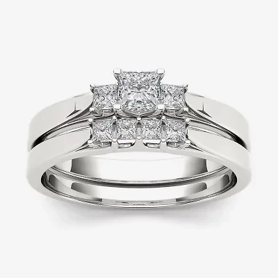 1/2 CT.T.W. Natural Diamond 14K White Gold Bridal Set
