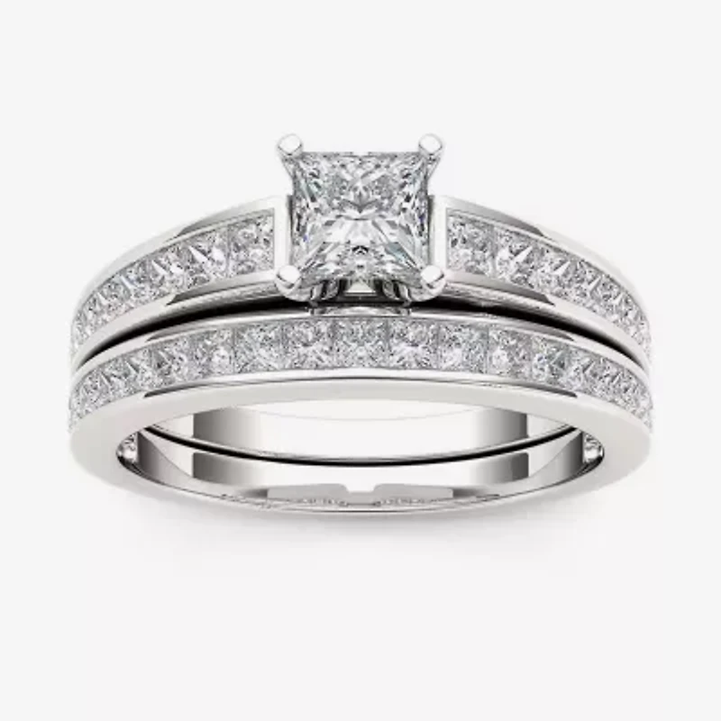 1 1/2 CT.T.W. Natural Diamond 14K White Gold Bridal Set