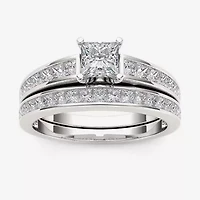 1 1/2 CT.T.W. Natural Diamond 14K White Gold Bridal Set