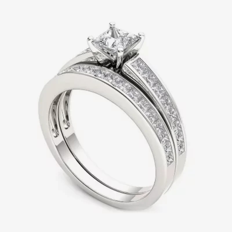 1 1/2 CT.T.W. Natural Diamond 14K White Gold Bridal Set