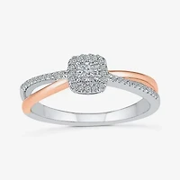 Promise My Love Womens 1/8 CT. T.W. Natural White Diamond Sterling Silver Cushion Halo Ring