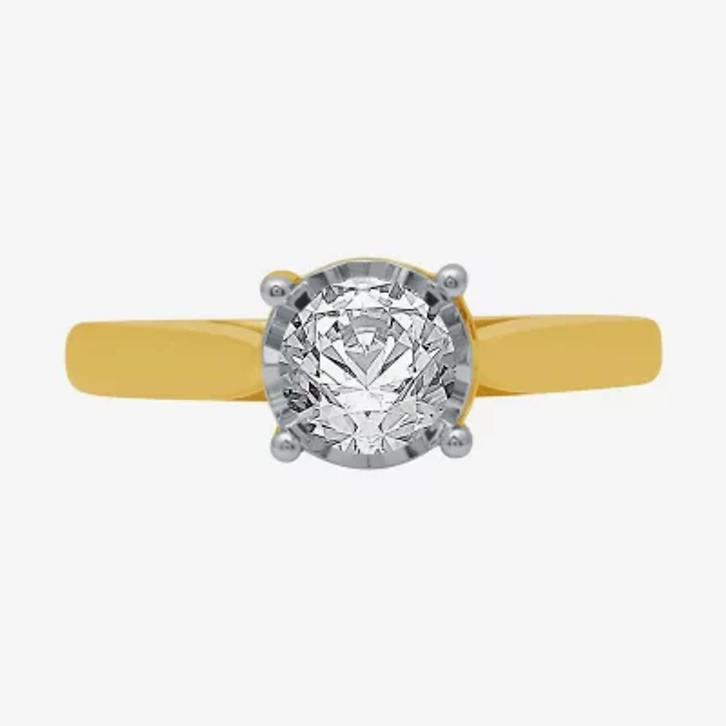 (H-I / I1) Womens 1 CT. Lab Grown White Diamond 10K Gold Round Solitaire Engagement Ring