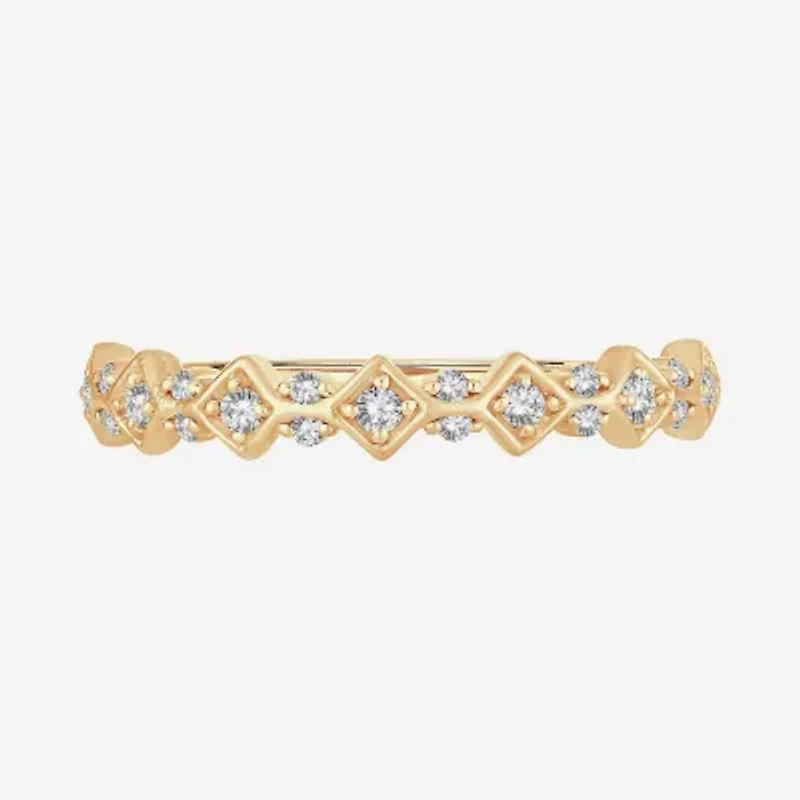 Womens 1/ CT. T.W. Natural White Diamond 10K Gold Wedding Band