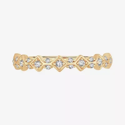 Womens 1/6 CT. T.W. Natural White Diamond 10K Gold Wedding Band