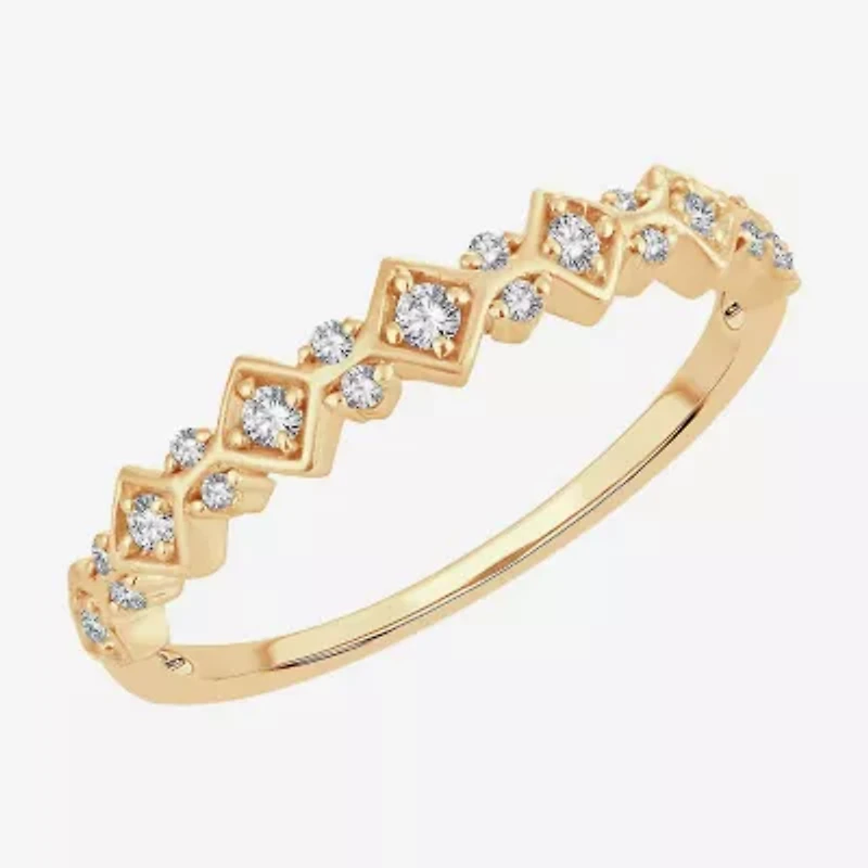 Womens 1/ CT. T.W. Natural White Diamond 10K Gold Wedding Band