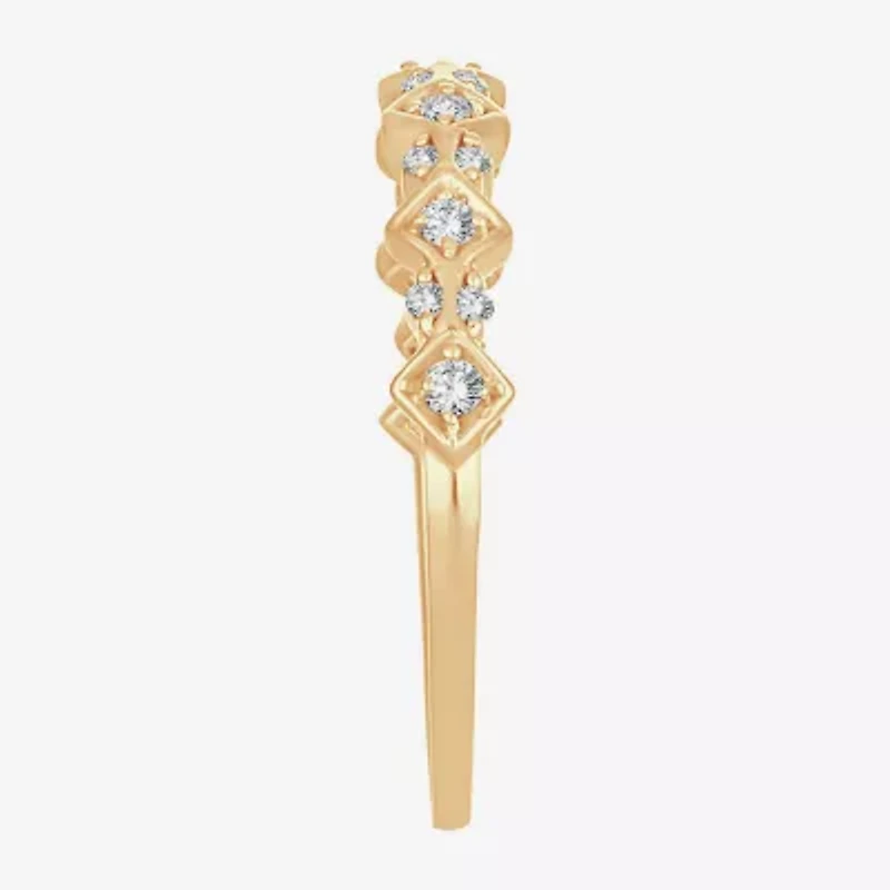 Womens 1/ CT. T.W. Natural White Diamond 10K Gold Wedding Band