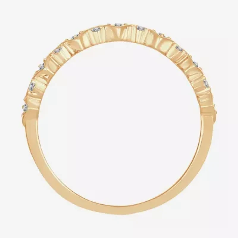 Womens 1/ CT. T.W. Natural White Diamond 10K Gold Wedding Band