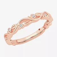 Womens Diamond Accent Natural White 10K Rose Gold Wedding Band