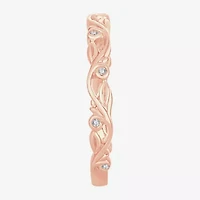 Womens Diamond Accent Natural White 10K Rose Gold Wedding Band