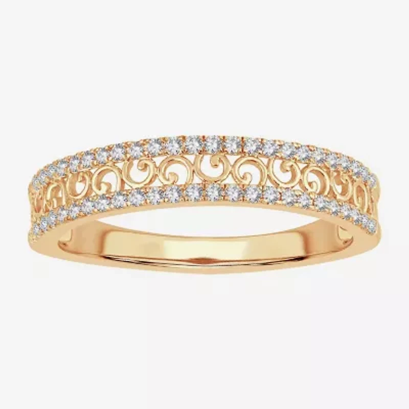 Womens 1/5 CT. Natural White Diamond 10K Gold Anniversary Wedding Band