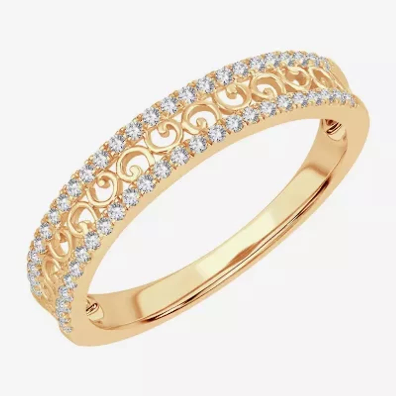Womens 1/5 CT. Natural White Diamond 10K Gold Anniversary Wedding Band