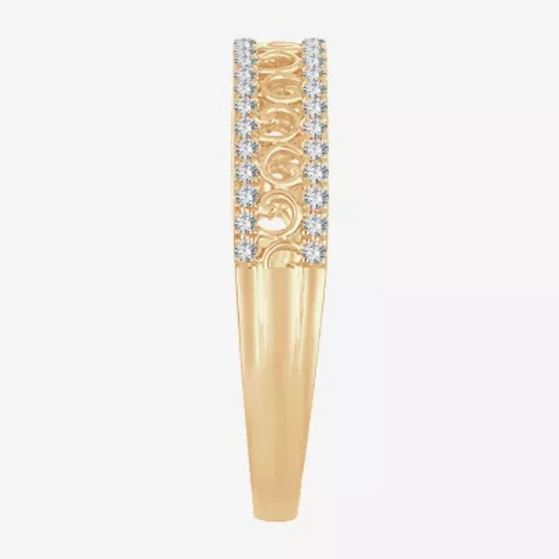 Womens 1/5 CT. Natural White Diamond 10K Gold Anniversary Wedding Band