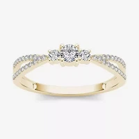 1/ CT.T.W. Natural Diamond 10K Yellow Gold 3-Stone Engagement Ring