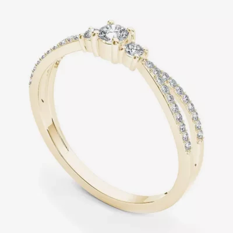 1/ CT.T.W. Natural Diamond 10K Yellow Gold 3-Stone Engagement Ring