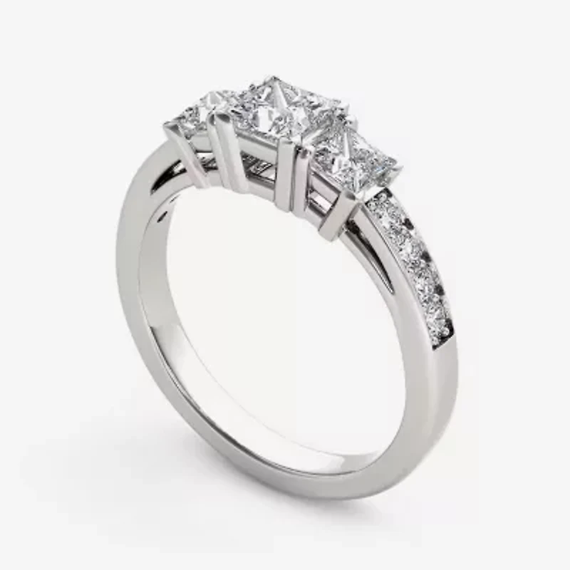 2 CT.T.W. Natural Diamond 14K White Gold 3-Stone Engagement Ring