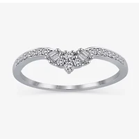 Womens 1/5 CT. Natural White Diamond 10K Gold Curved Wedding Ring Enhancer