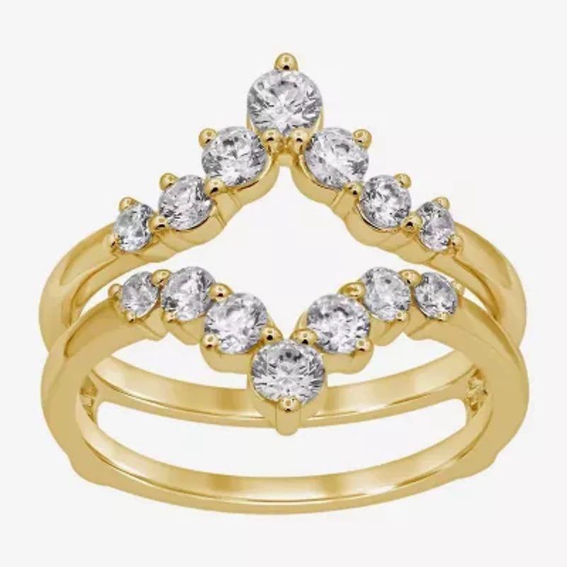 Womens 1 CT. T.W. Natural White Diamond 14K Gold Wedding Ring Guard