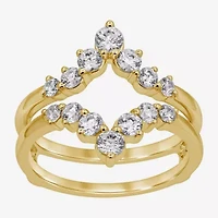 Womens 1 CT. T.W. Natural White Diamond 14K Gold Wedding Ring Guard