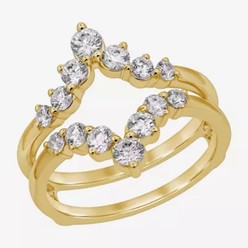 Womens 1 CT. T.W. Natural White Diamond 14K Gold Wedding Ring Guard