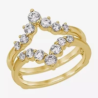 Womens 1 CT. T.W. Natural White Diamond 14K Gold Wedding Ring Guard