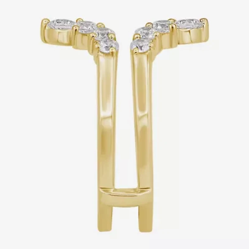 Womens 1 CT. T.W. Natural White Diamond 14K Gold Wedding Ring Guard