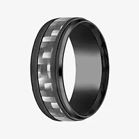 Mens Comfort Fit 9mm Black Titanium Inlay Wedding Band