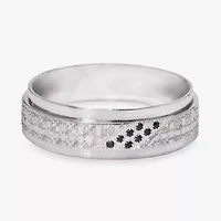 Mens 5MM Diamond Accent Natural Black Stainless Steel Wedding Band